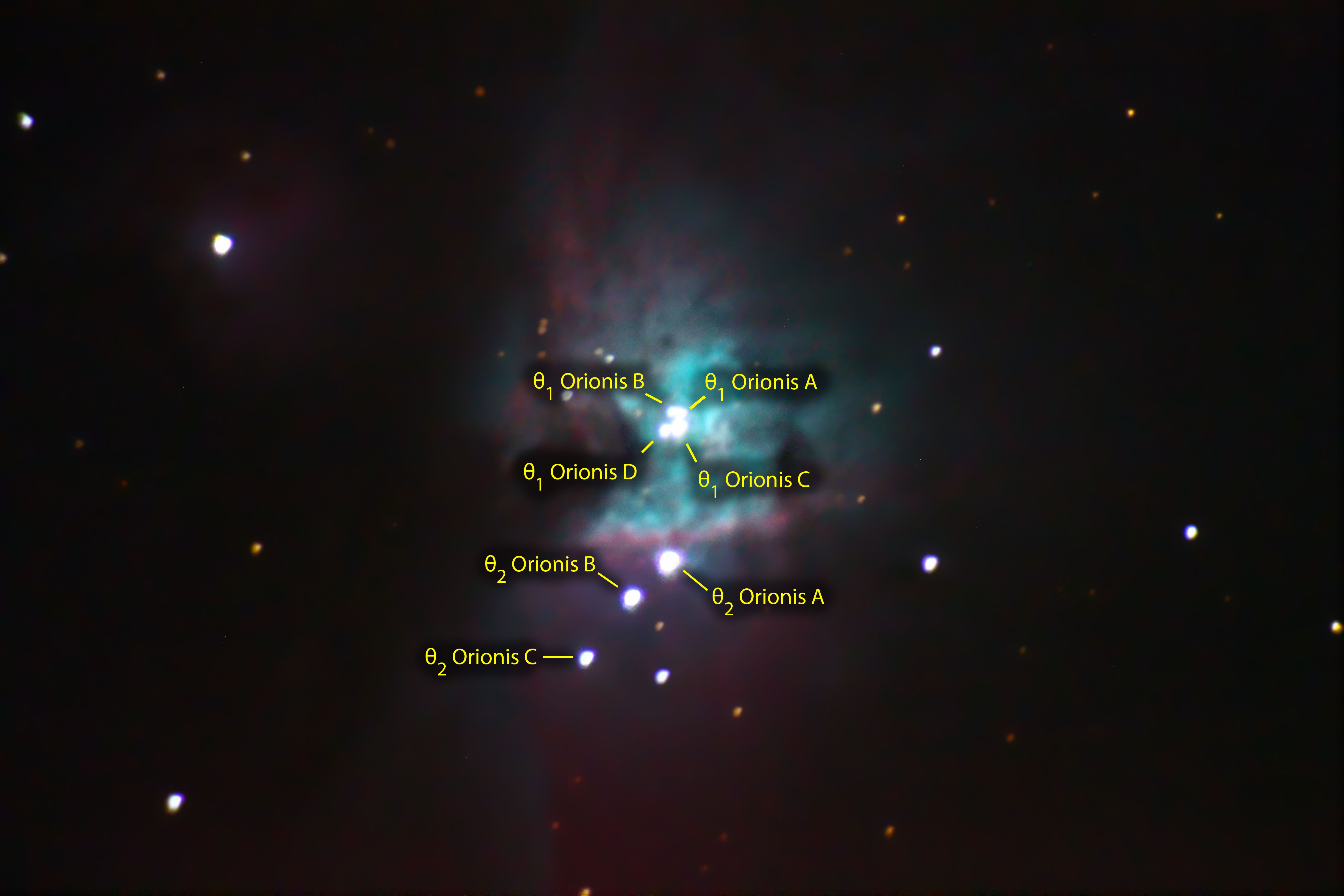 Simple annotated image of The Great Nebula in Orion